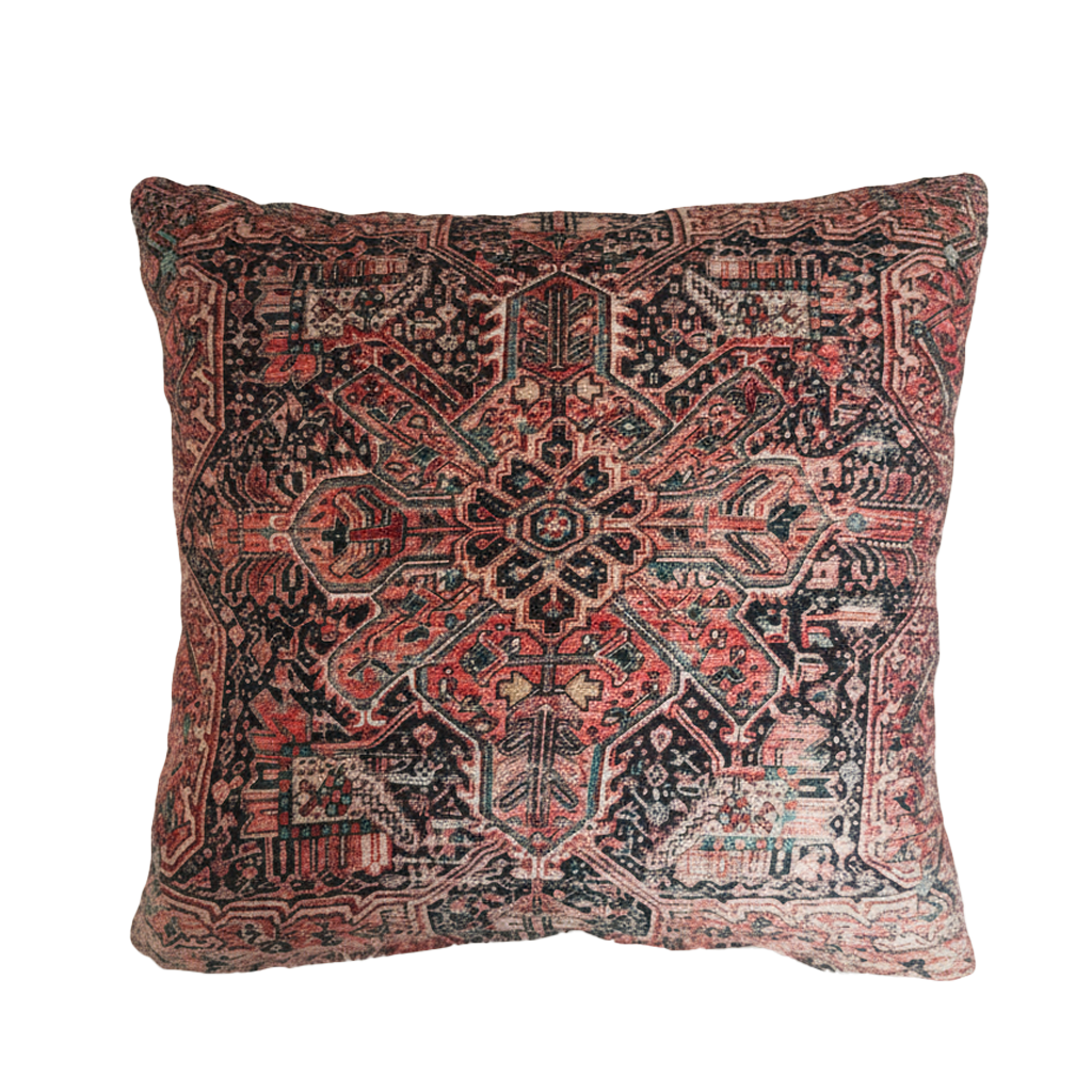 Intricate Red Star Medallion Oriental Cushion