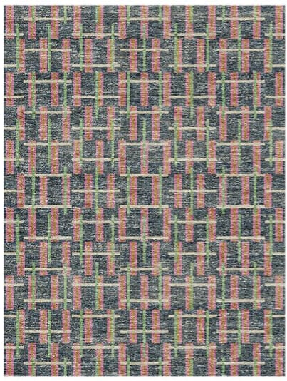Metro Slate & Coral Geometric Rug