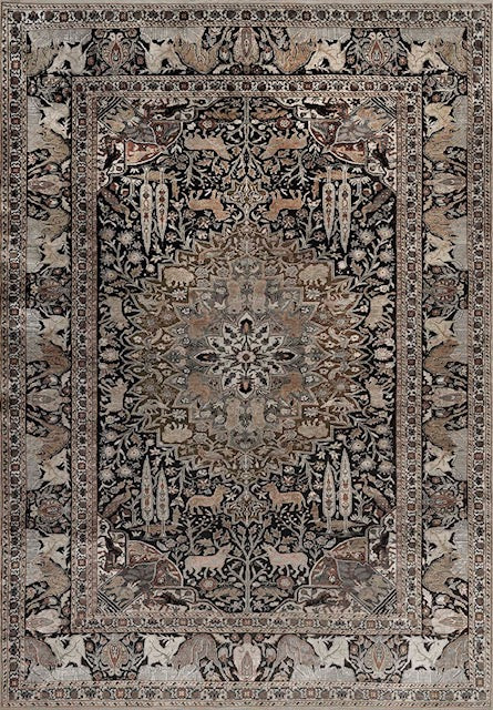 Classic Charcoal Ornamental Medallion Rug