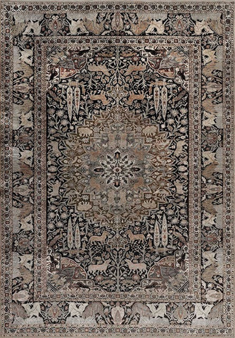 Classic Charcoal Ornamental Medallion Rug