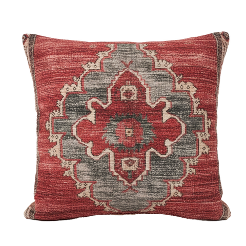 🎁 Bold Red & Gray Oriental Woven Cushion (100% off)