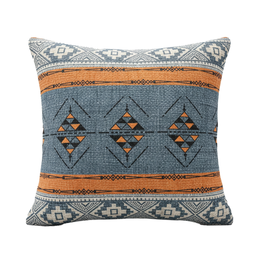 Rust & Steel Geometric Woven Cushion