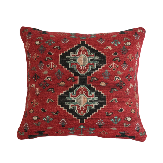 Bold Red Tribal Pattern Cushion