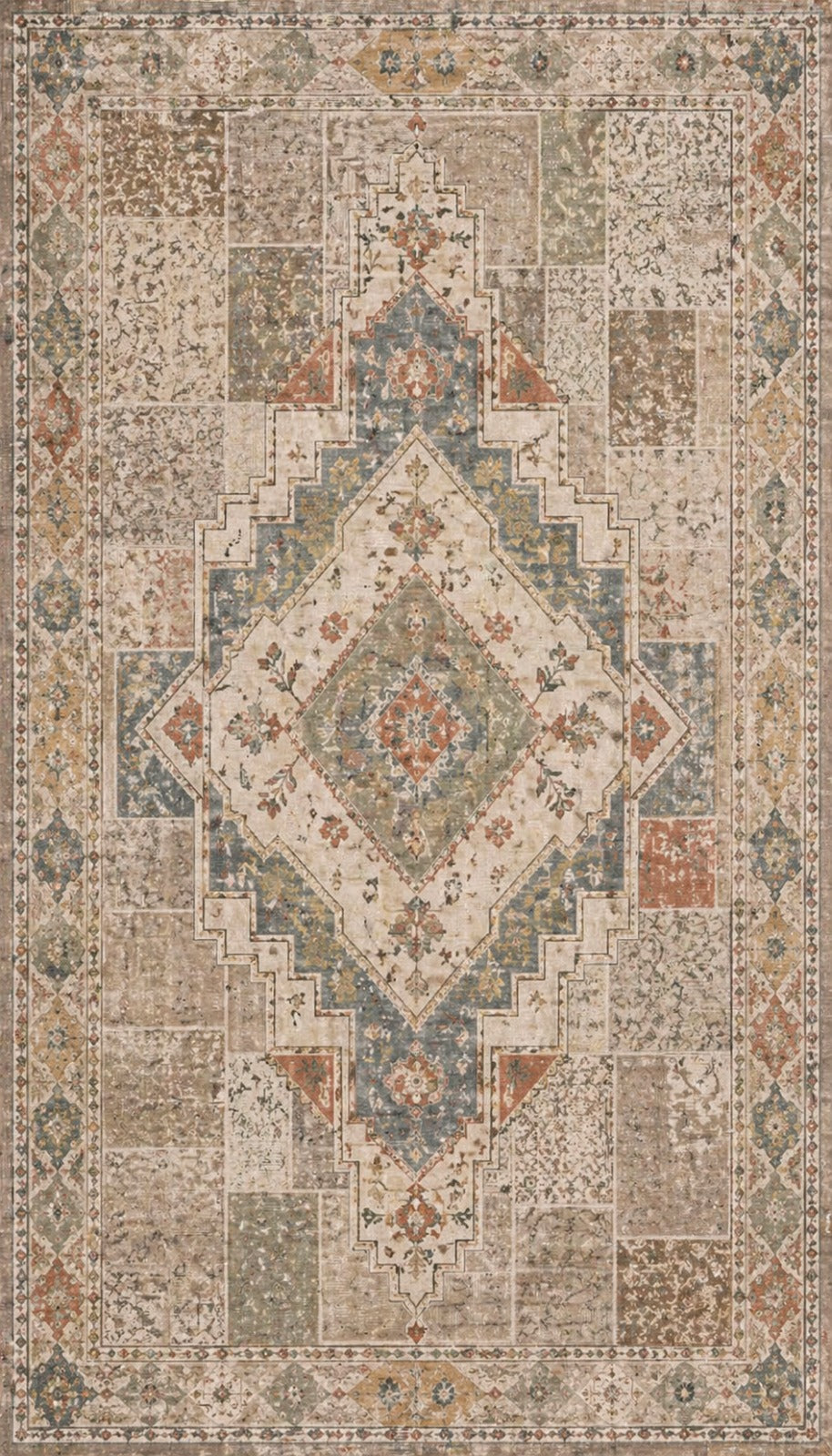 Serene Vintage Patchwork Rug