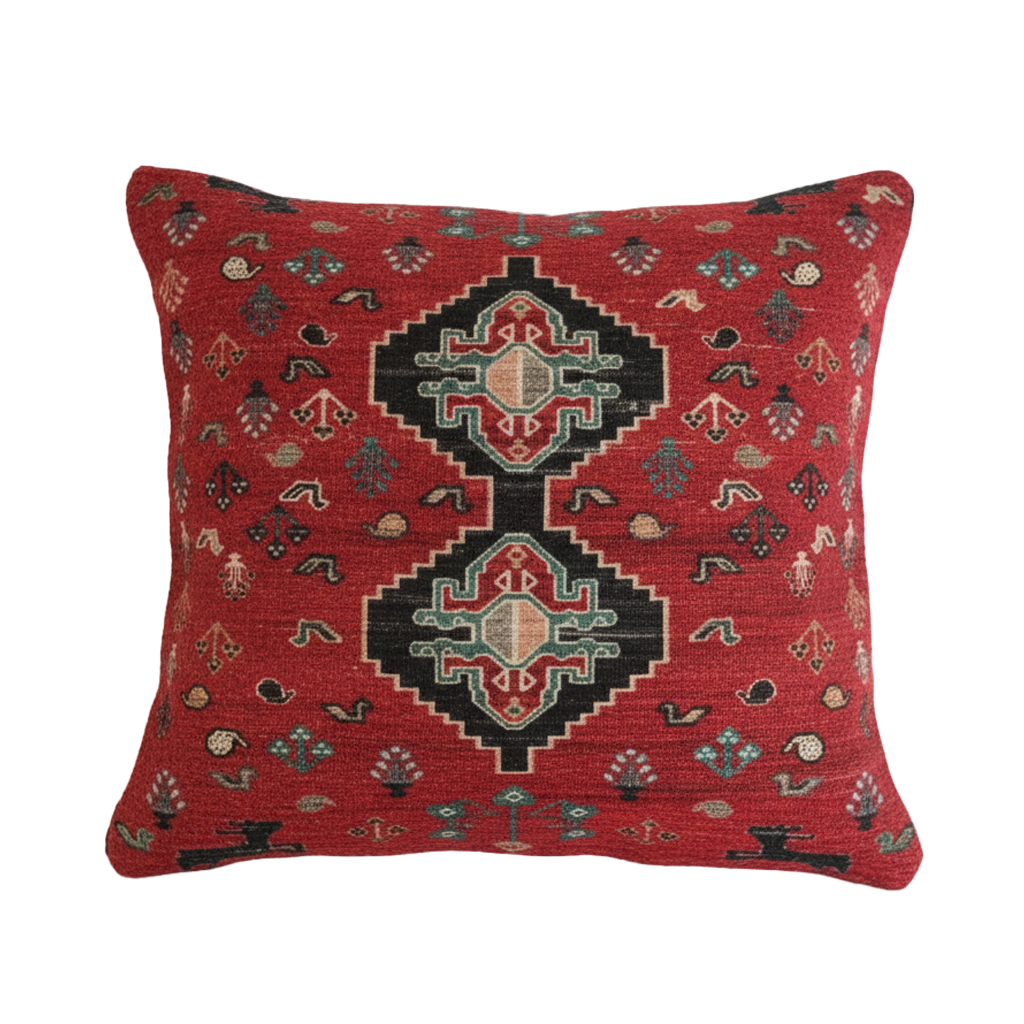 Bold Red Tribal Pattern Cushion