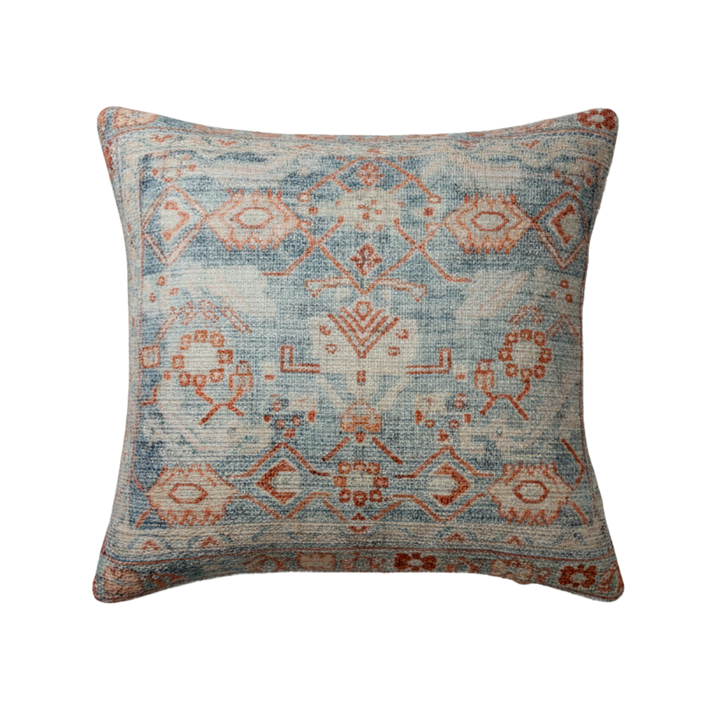 Dusty Blue-Gray Floral Cushion