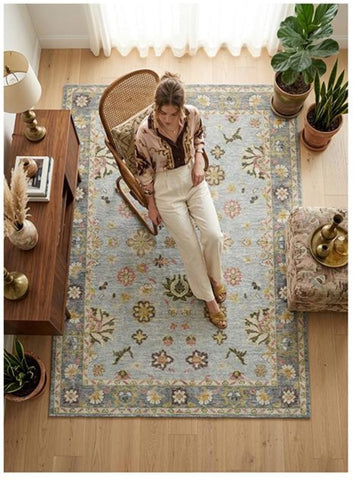 Classic Flora Slate & Rose Rug