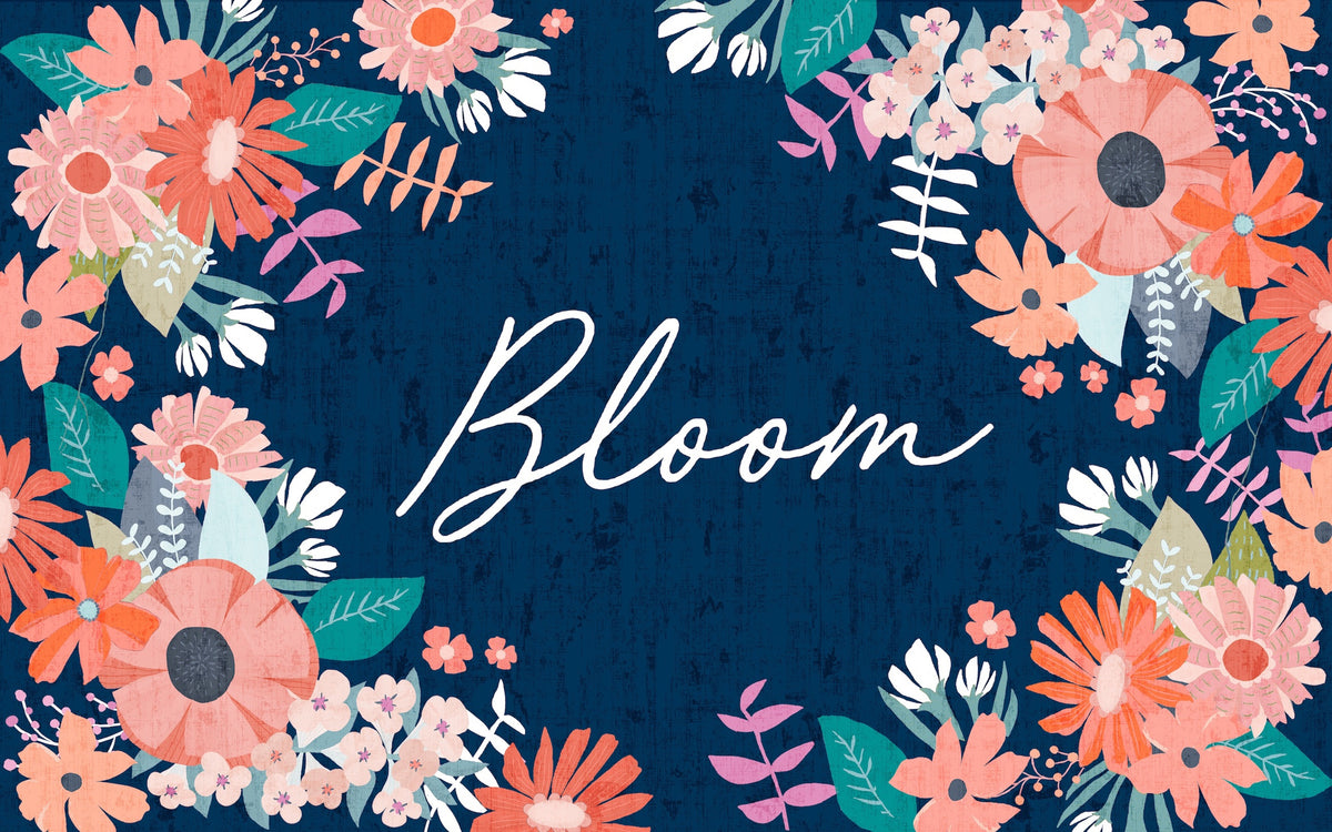 Coral Bloom Graphic Kitchen Rug