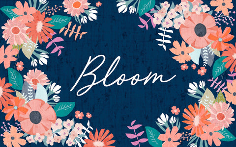 Coral Bloom Graphic Kitchen Rug