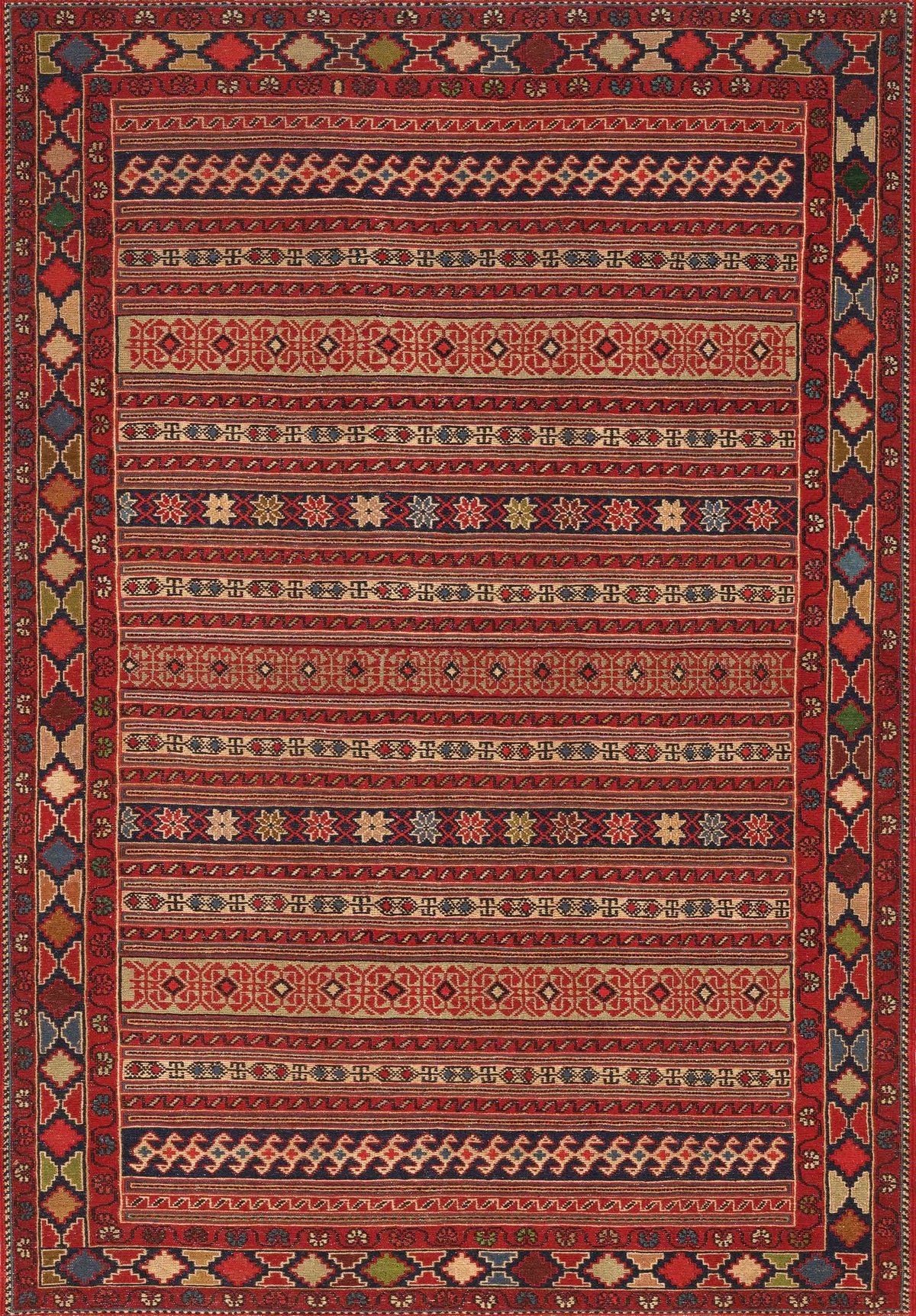 Anatolian Red Striped Flatweave Kilim