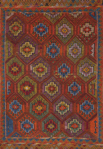 Ornate Crimson Tribal Rug