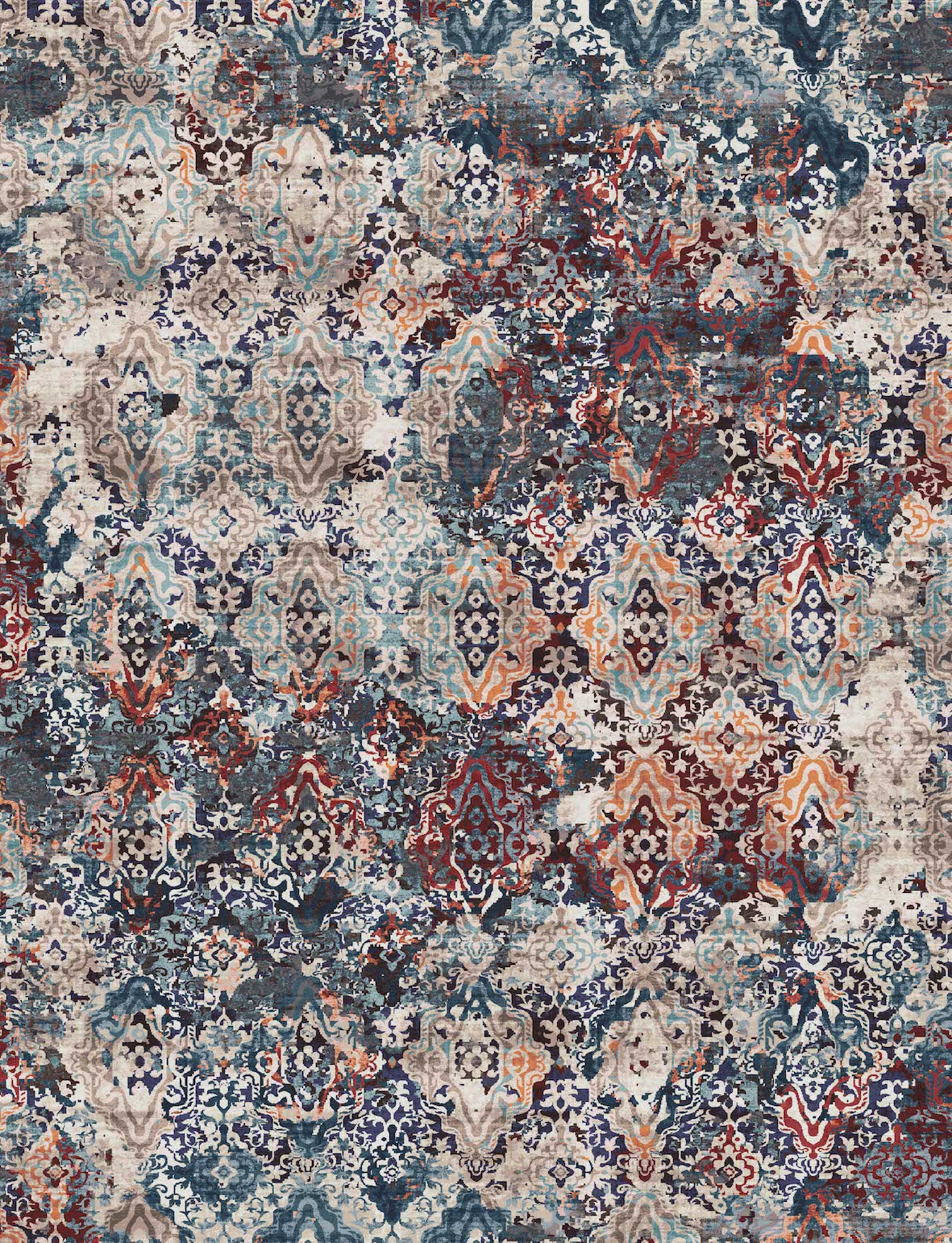 Distressed Jewel Oushak Area Rug
