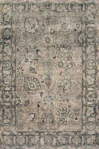 Faded Indigo Floral Border Rug