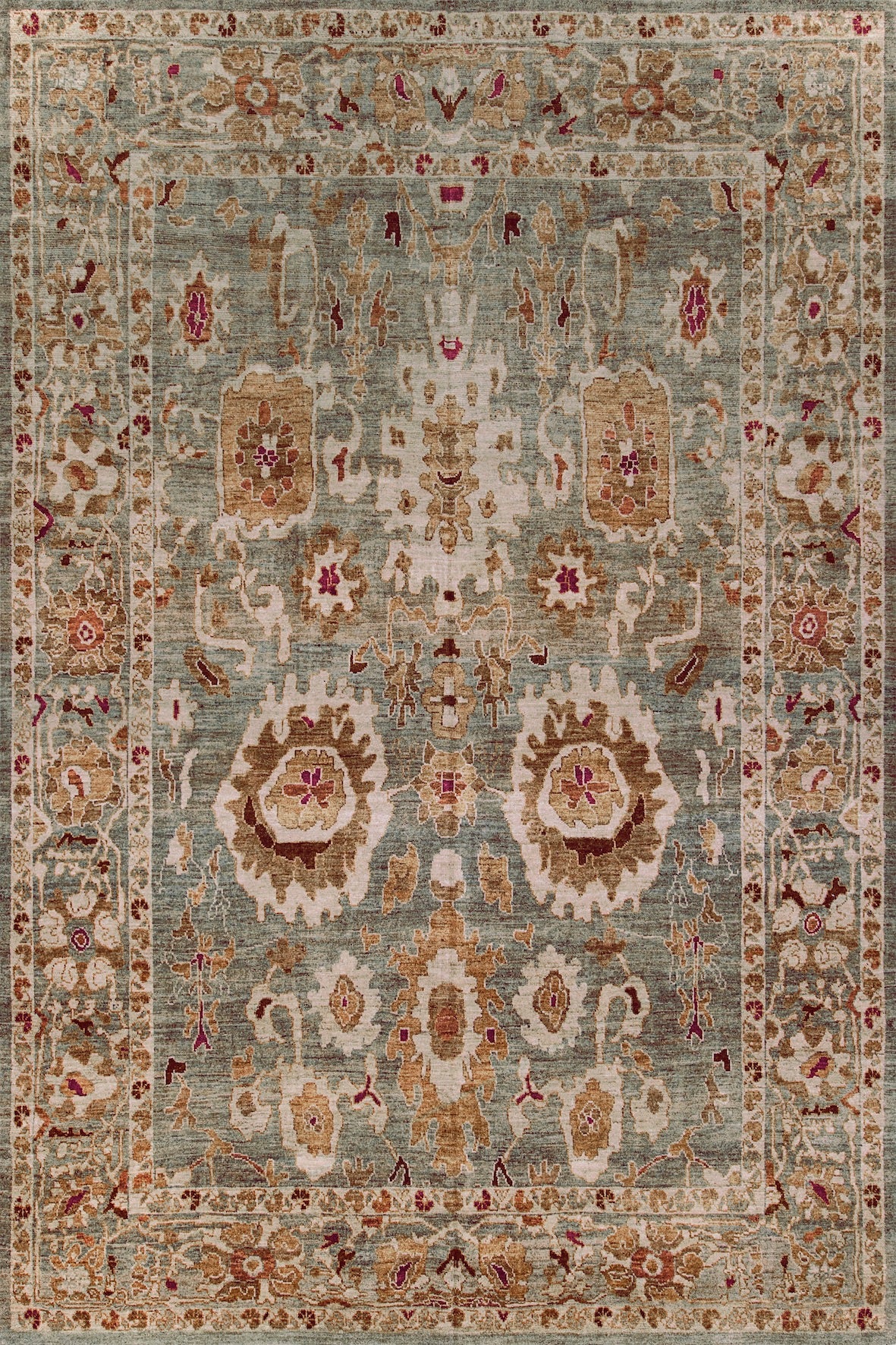 Vintage Sage Green Oushak Rug