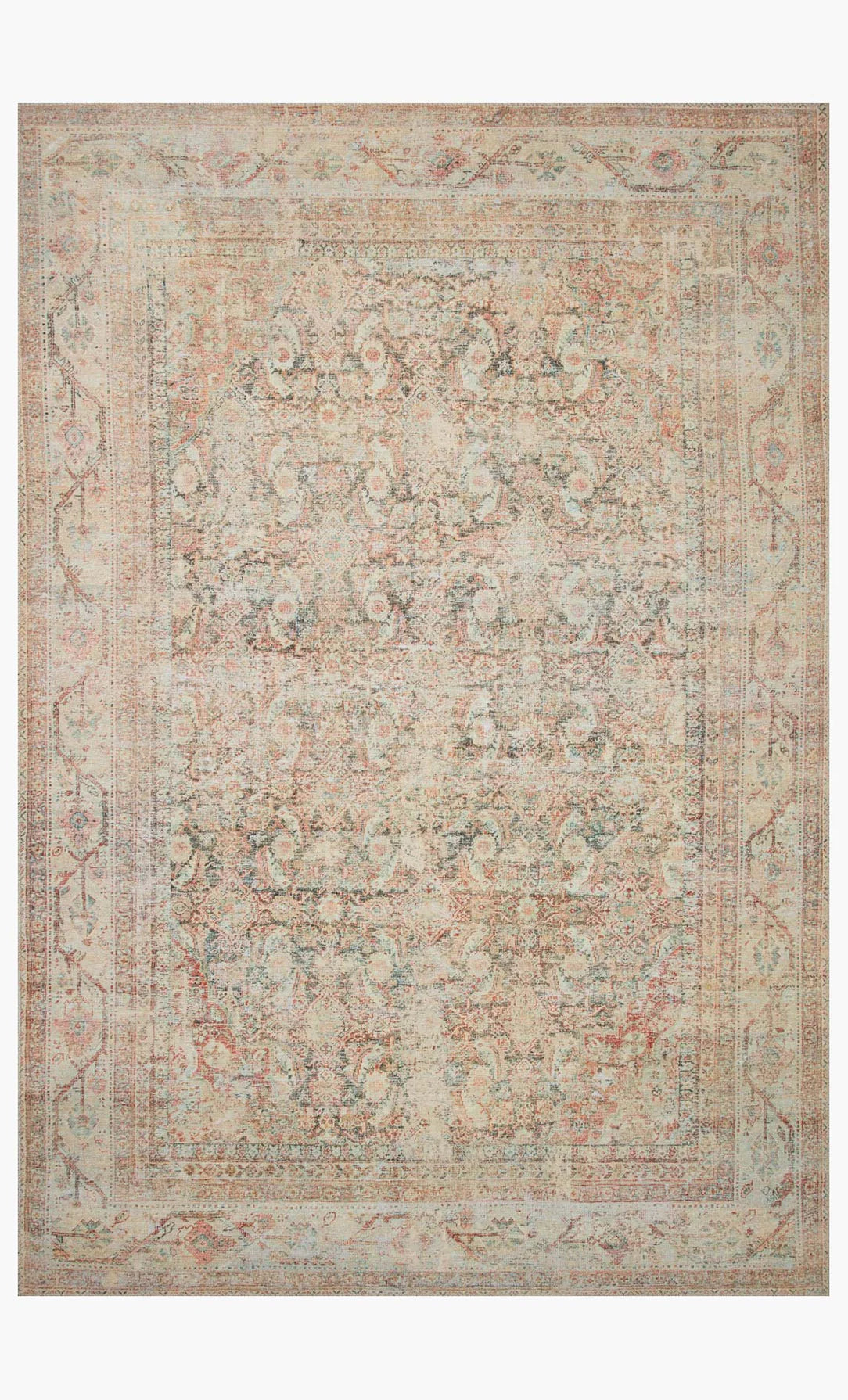 Coral Blue Tribal Rug
