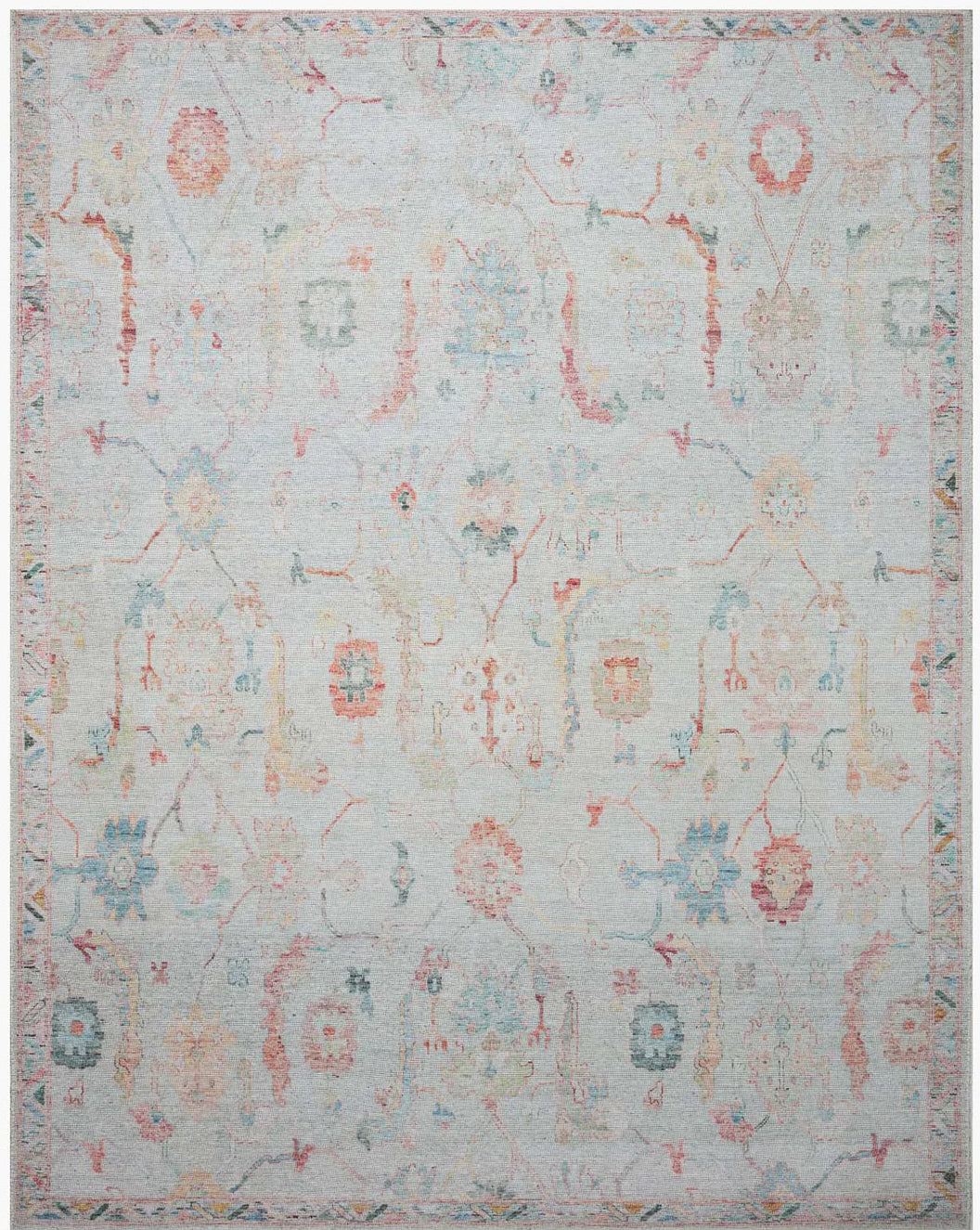 Muted Pastel Floral Traditional Rug