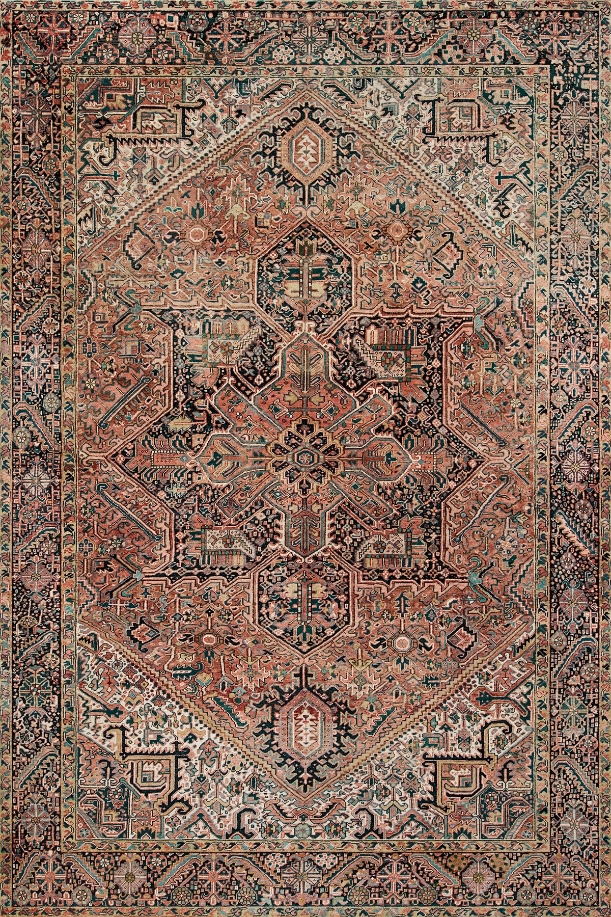 Vintage Terracotta Oushak Medallion Rug