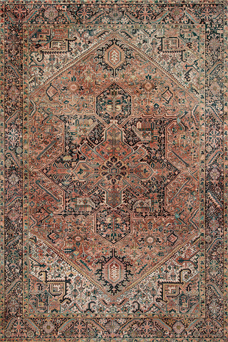 Vintage Terracotta Oushak Medallion Rug