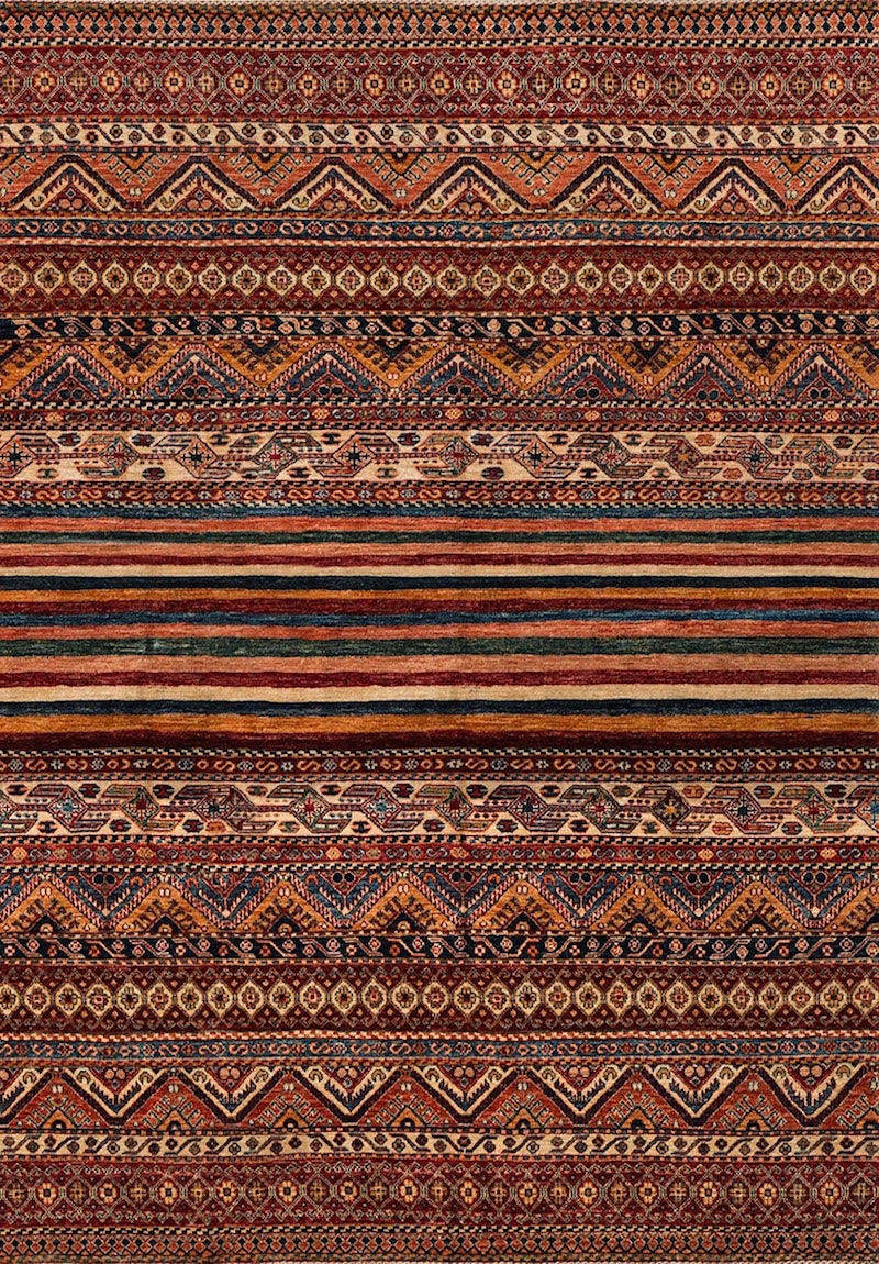 Global Striped Khurjeen Tribal Rug