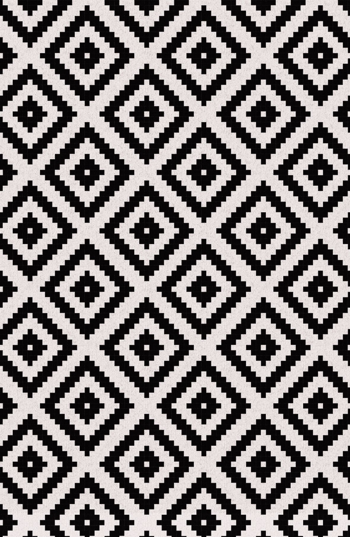 Black and Ivory Moroccan Diamond Flatweave Rug