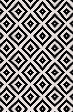 Black and Ivory Moroccan Diamond Flatweave Rug
