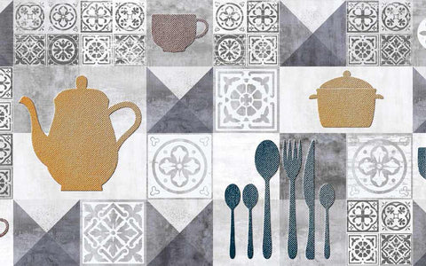 Modern Geo Tile Kitchen Mat