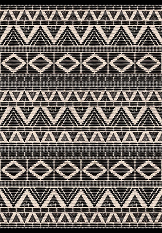 Monochrome Black and White Tribal Striped Rug