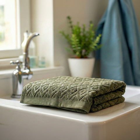 Classic Dark Olive Sheared Velour Towel (50×90 cm)