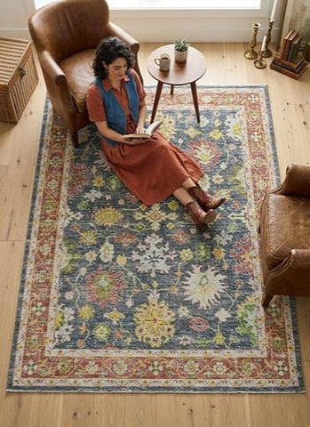 Opal Charcoal Botanical Rug