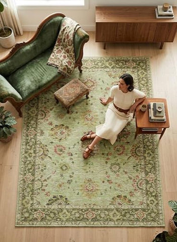 Flora Pistachio Botanical Rug