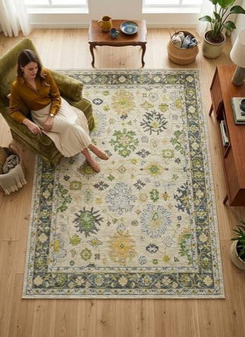 Opal Cream & Sage Traditional Rug