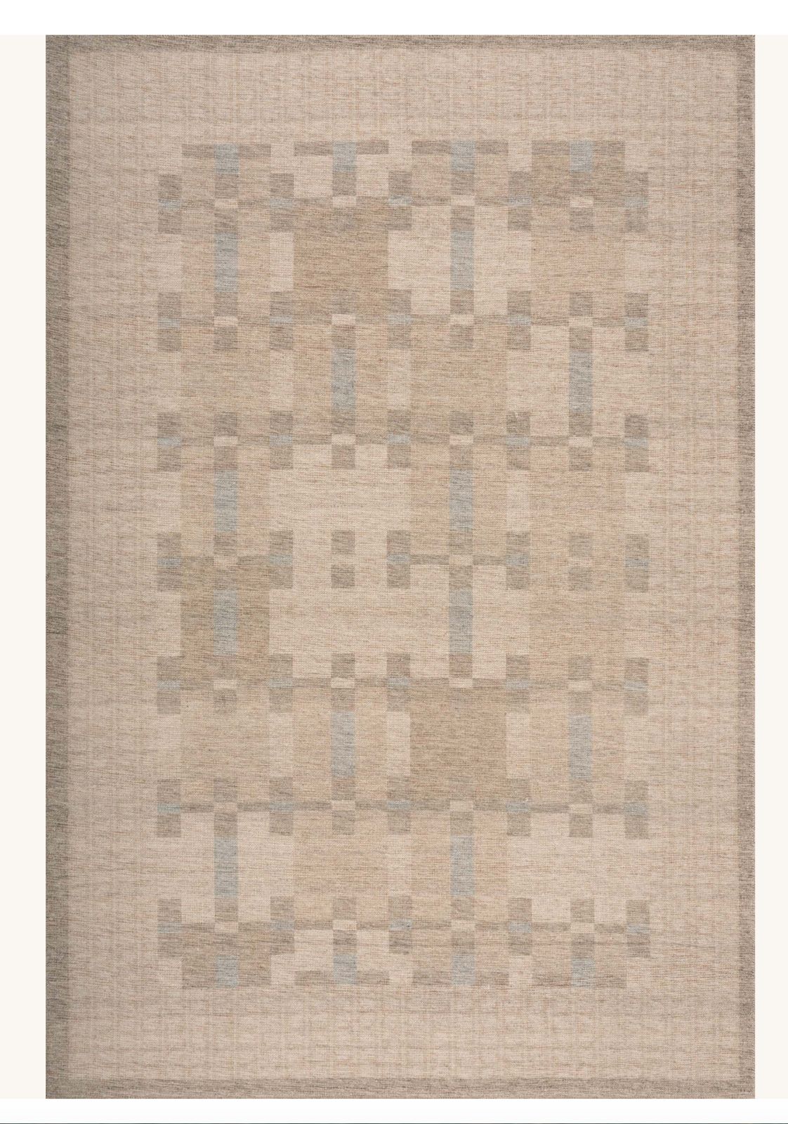 Muted Linen Blocks Modern Rug