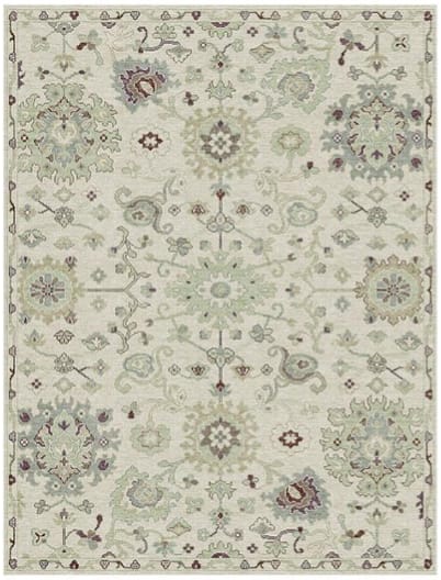 Aurora Cream & Crimson Medallion Rug