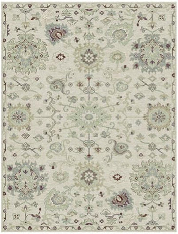 Aurora Cream & Crimson Medallion Rug