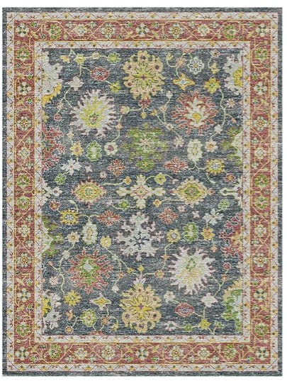 Opal Charcoal Botanical Rug