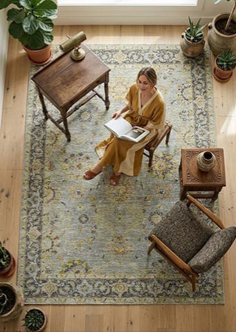 Selena Ice Blue & Amber Rug