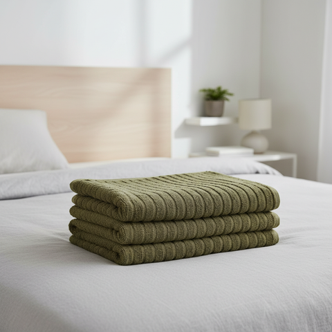 Extra-Large Luxury Olive Terry Towel (90×160 cm)