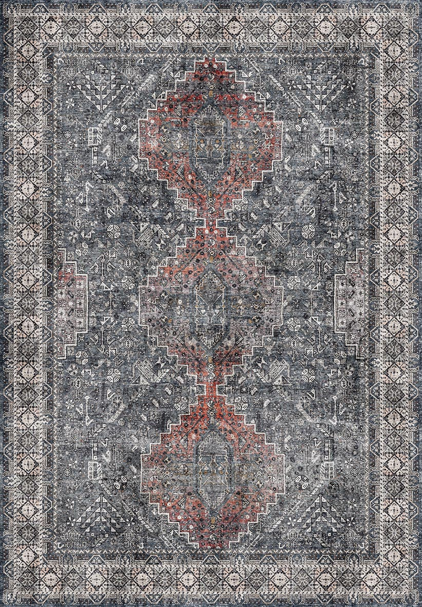 Charcoal Tribal Terracotta Medallion Rug