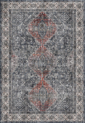 Charcoal Tribal Terracotta Medallion Rug
