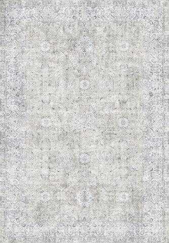 Aged Silver Medallion Area Rug
