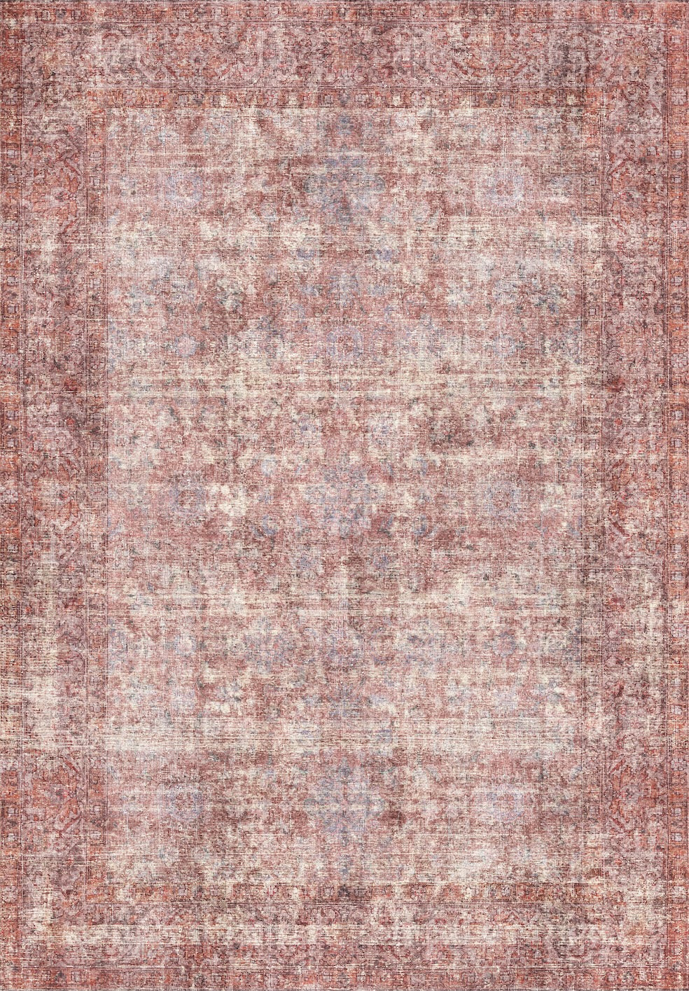 Vintage Rosewood Distressed Area Rug