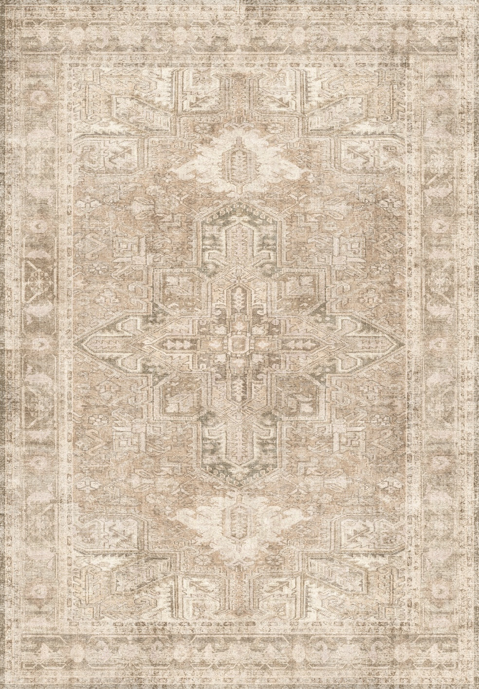 Vintage Light Taupe Geometric Rug