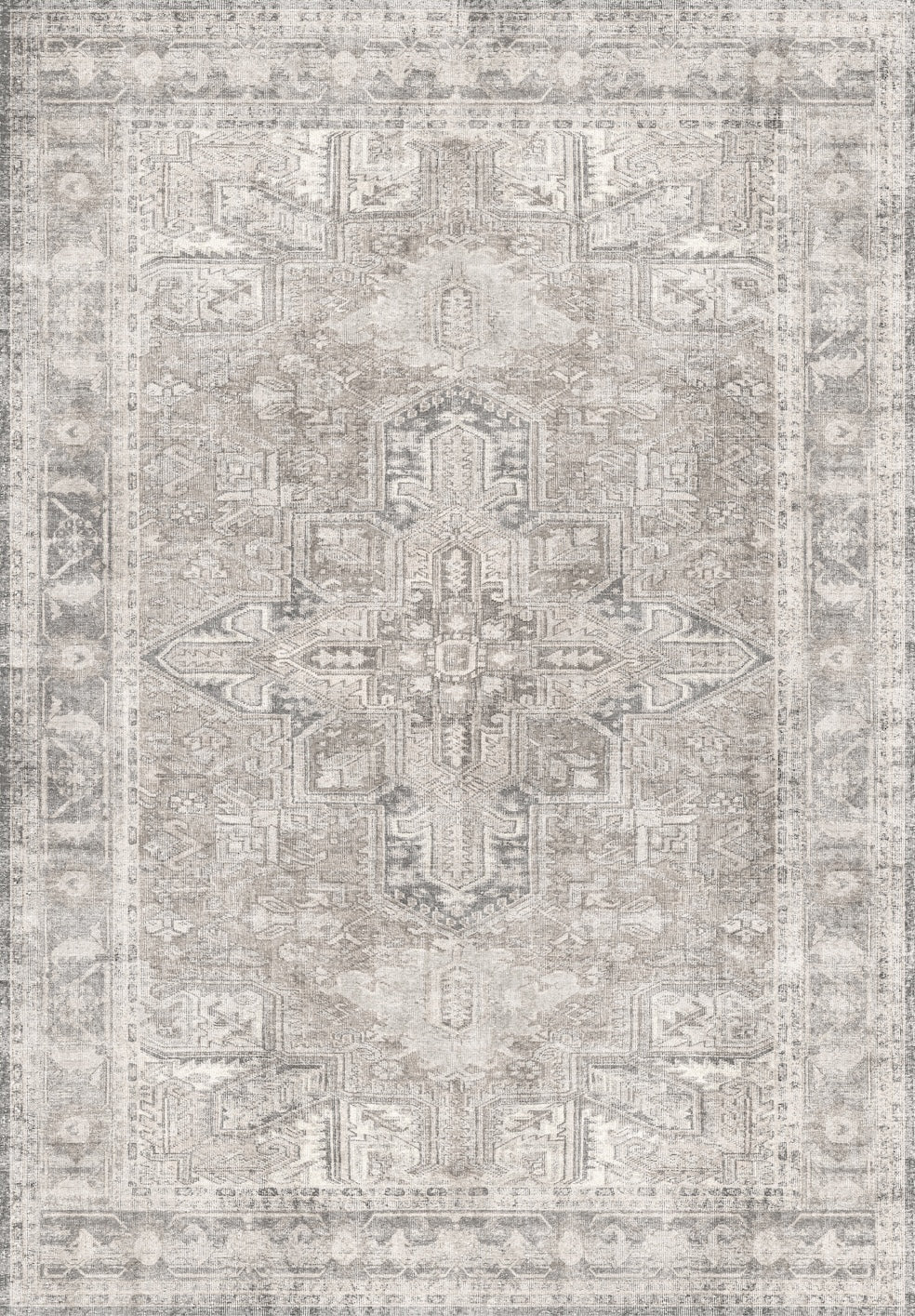 Vintage Silver Grey Geometric Rug