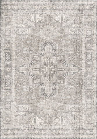 Vintage Silver Grey Geometric Rug