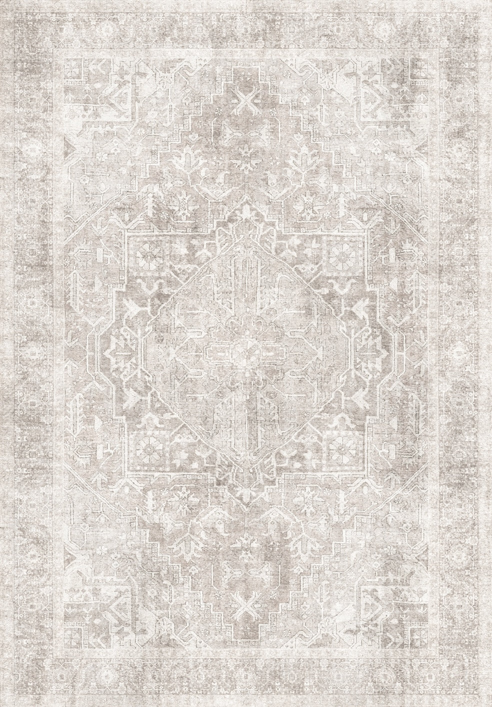 Aged Ivory Oushak Medallion Rug