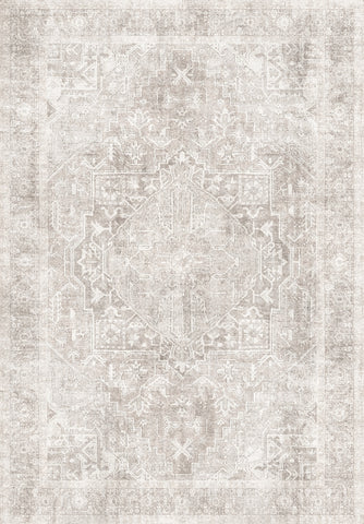 Aged Ivory Oushak Medallion Rug