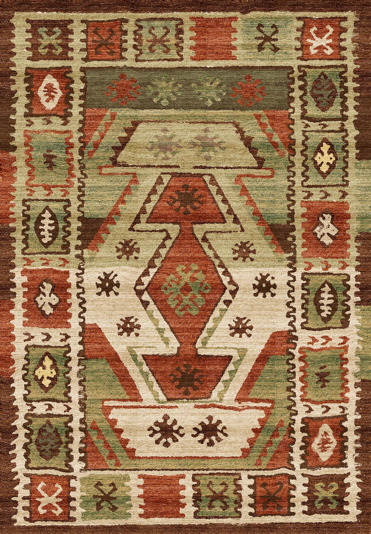 Tribal Earth Tone Geometric Flatweave Kilim
