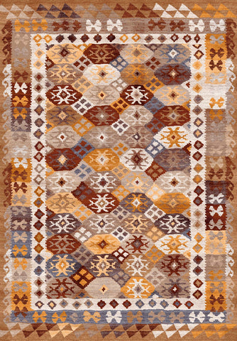 Rustic Spice Geometric Flatweave Kilim
