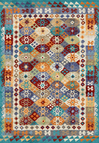 Colorful Moroccan Tile Flatweave Kilim
