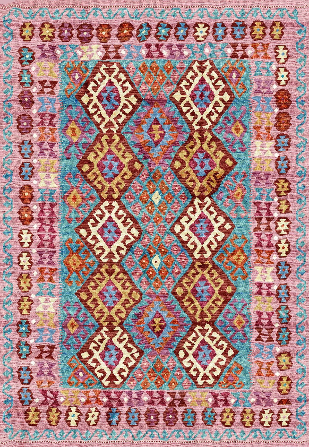 Pink Aztec Diamond Flatweave Kilim